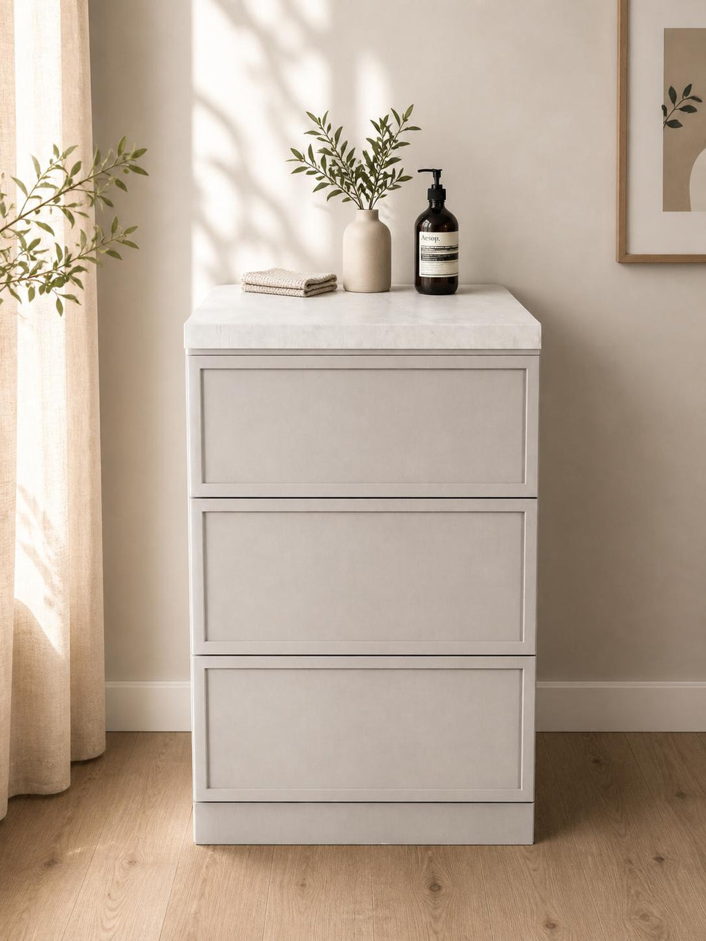 Módulo de cocina AIK en beige para Home Staging