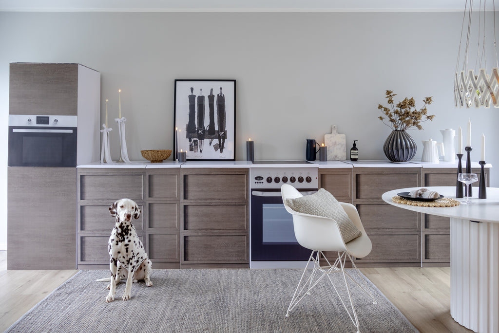 Cocina de cartón XXL efecto madera para Home Staging