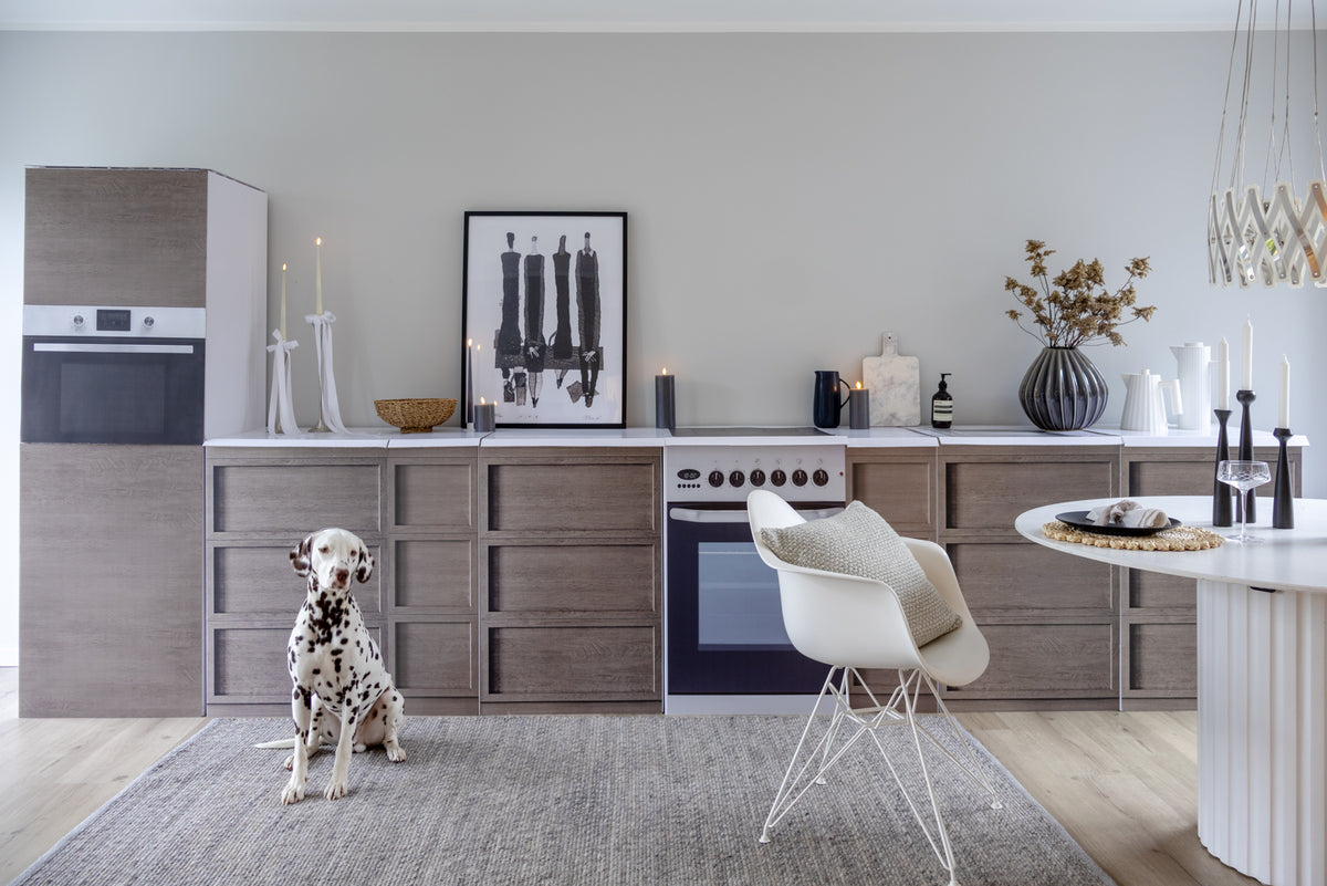 Cocina de cartón XXL efecto madera para Home Staging