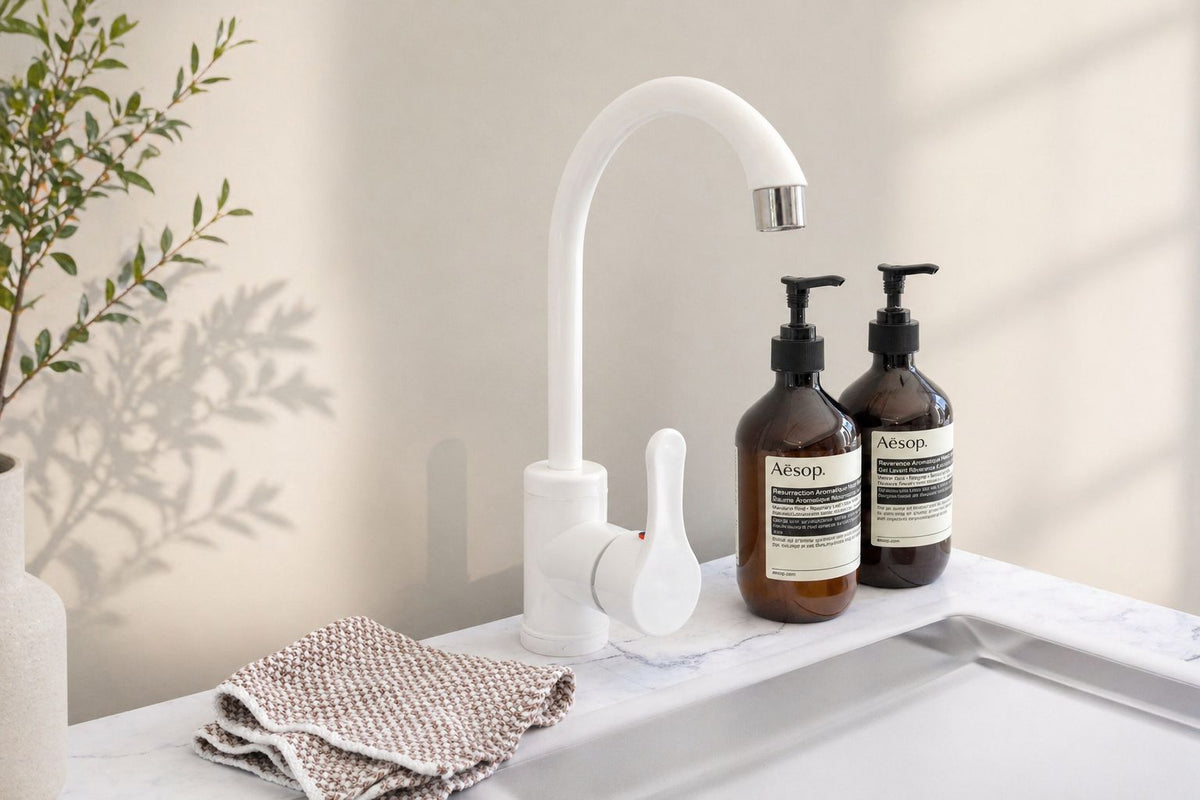 Módulo de cocina con réplica de fregadero y grifo para Home Staging