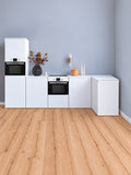 Cozinha de canto ESSENTIAL branca em cartão 300 × 120 cm com coluna